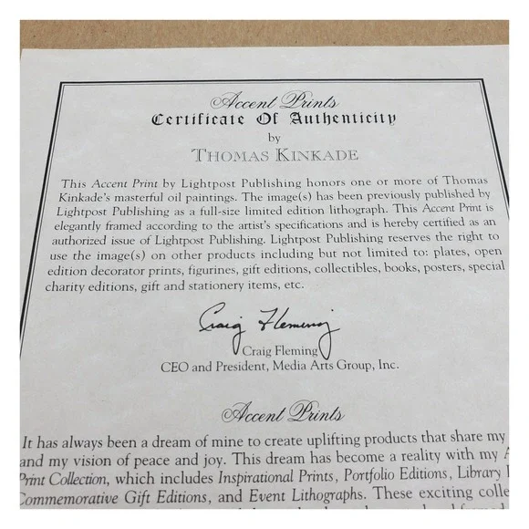 Thomas‎ Kinkade Accent Prints Framed Art Serene Cottage Psalm 23 Gold Frame - Picture 16 of 16